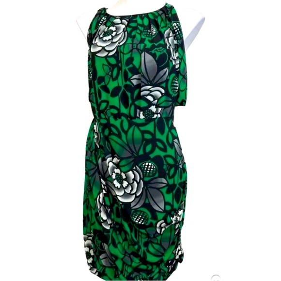 Eva Franco Dresses & Skirts - Anthropologie Eva Franco Dress Green Floral Drop Sleeve midi length size 6